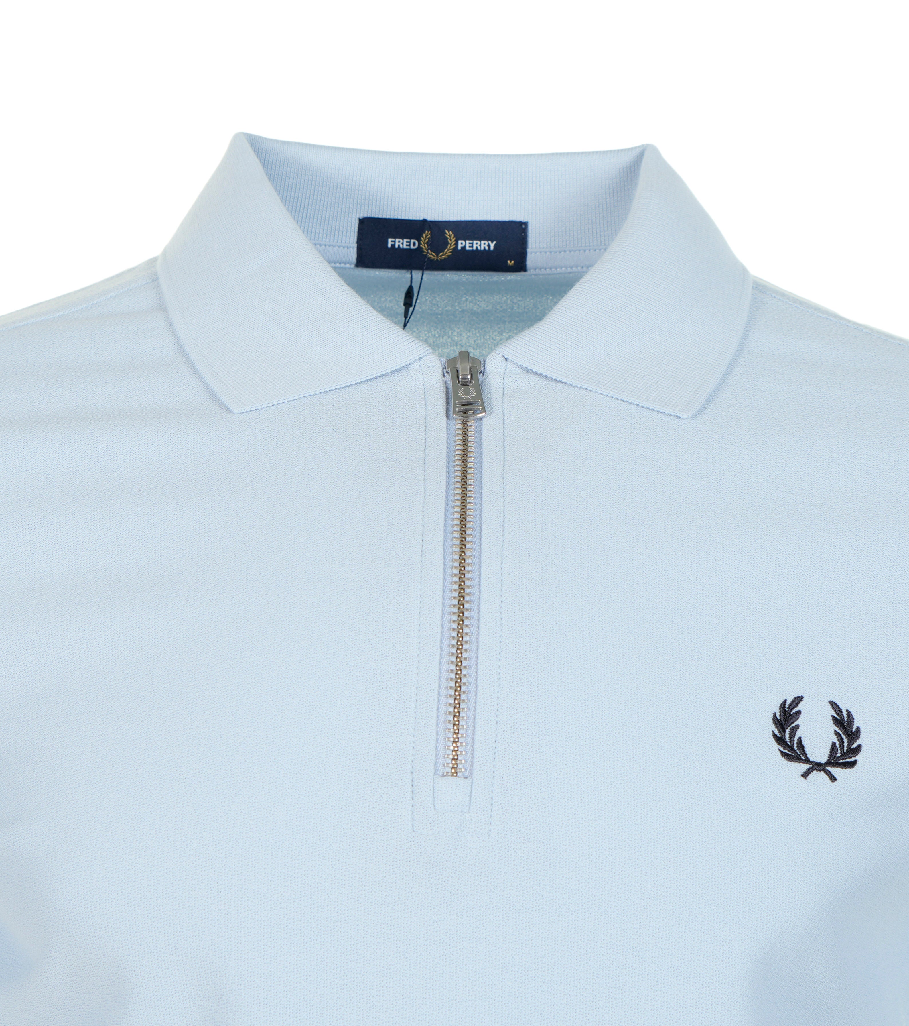 Crepe Pique Zip Neck Polo Shirt Light Smoke