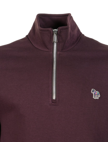 Zebra Half Zip Sweatshirt Very Dark Red