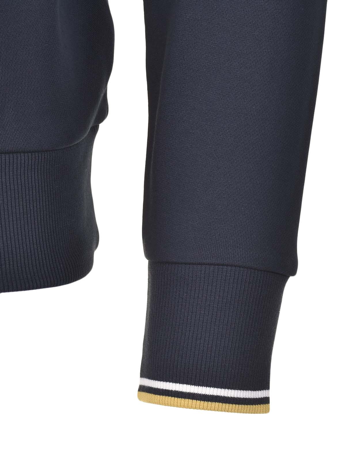 Half Zip Sweatshirt Navy Ecru Honeycomb