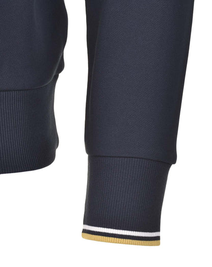 Half Zip Sweatshirt Navy Ecru Honeycomb