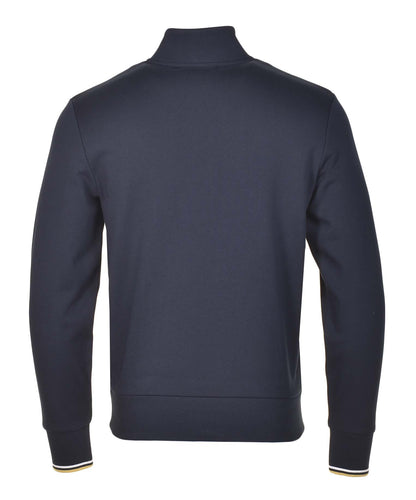 Half Zip Sweatshirt Navy Ecru Honeycomb