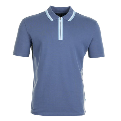 Zip Polo Shirt 46B Indigo