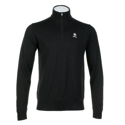 Merino Wool Quarter Zip Jumper Black