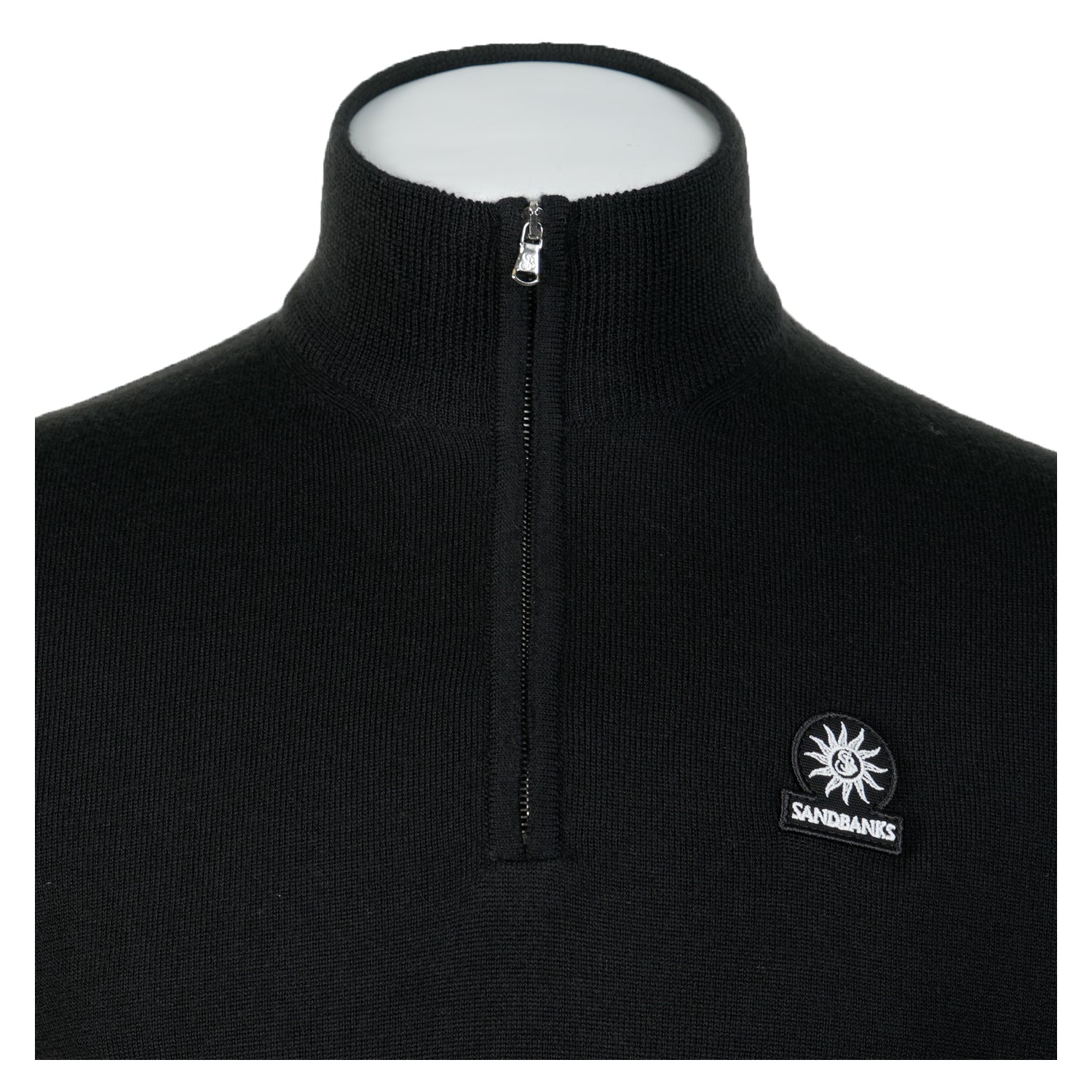 Merino Wool Quarter Zip Jumper Black