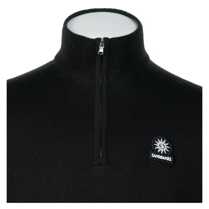Merino Wool Quarter Zip Jumper Black