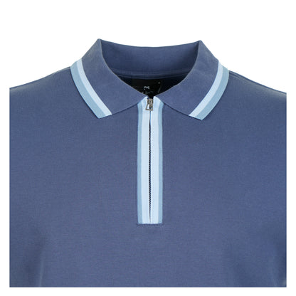 Zip Polo Shirt 46B Indigo