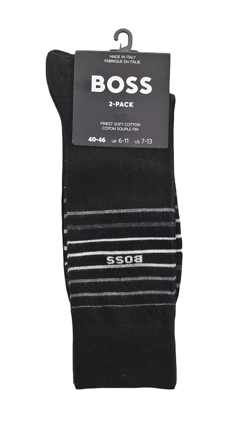 2 Pack Thin Stripe Socks Black Grey