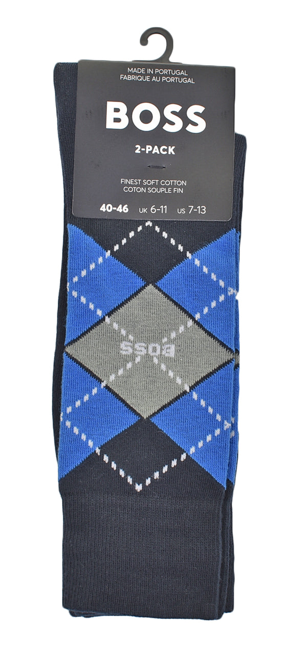 2 Pack Argyle Socks Dark Blue