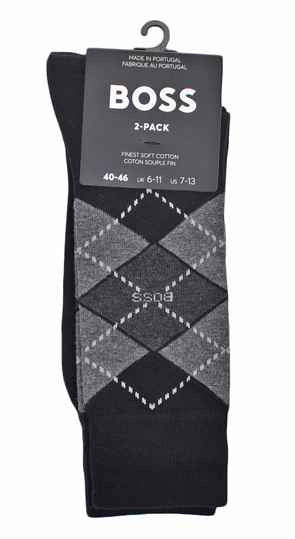 2 Pack Argyle Socks Black