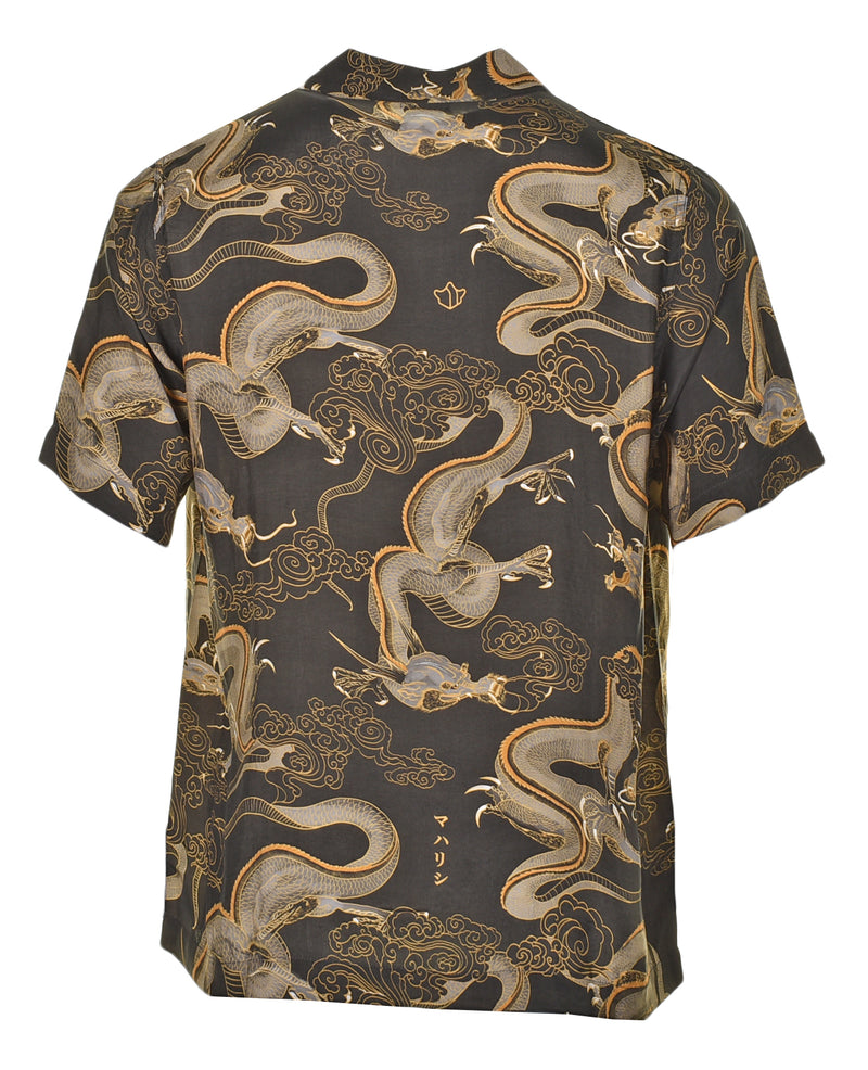 4234 Cloud Dragon Camp Collar Shirt Golden Black