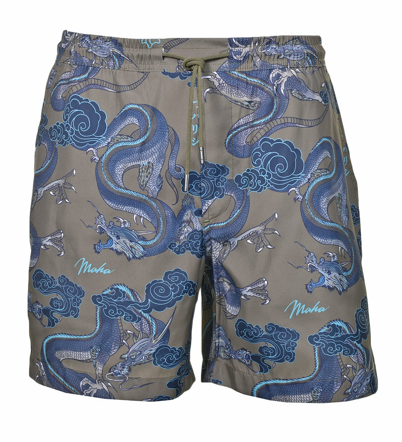 Maharishi 1023 Thai Dragon Cloud Print Swim Shorts Olive – Ragazzi Clothing