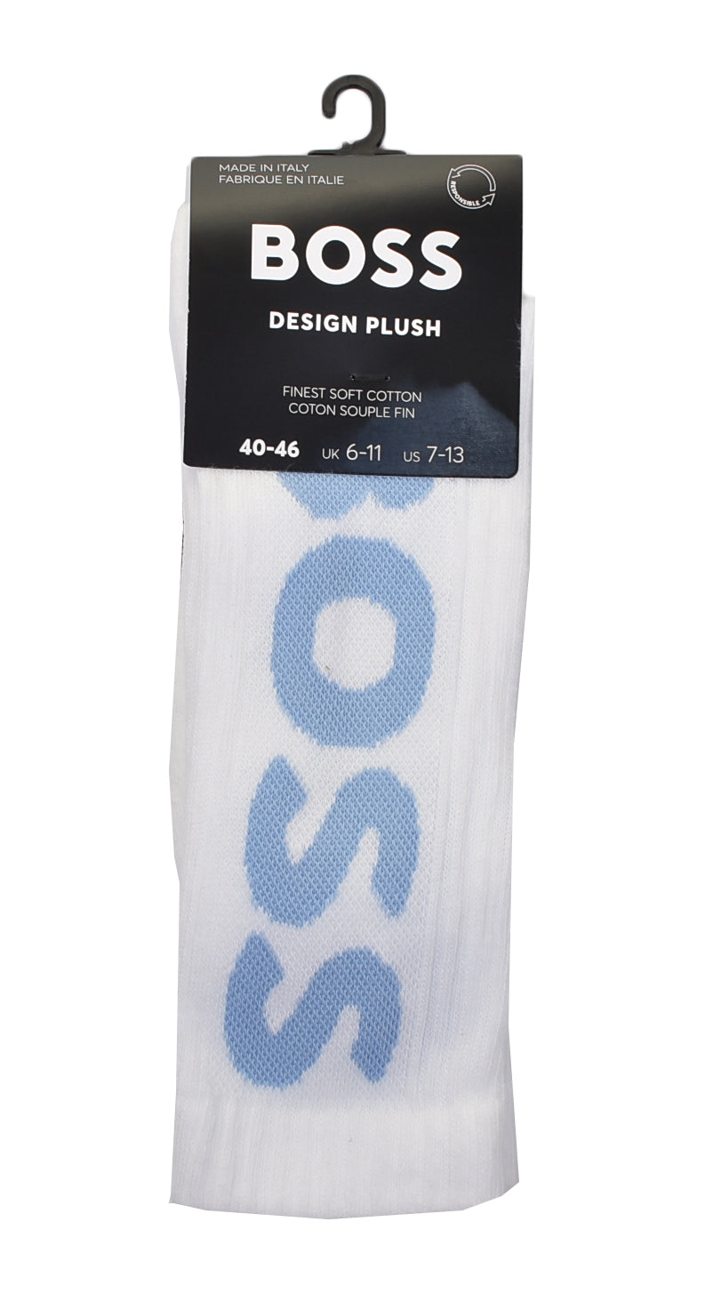 Rib Logo Socks White