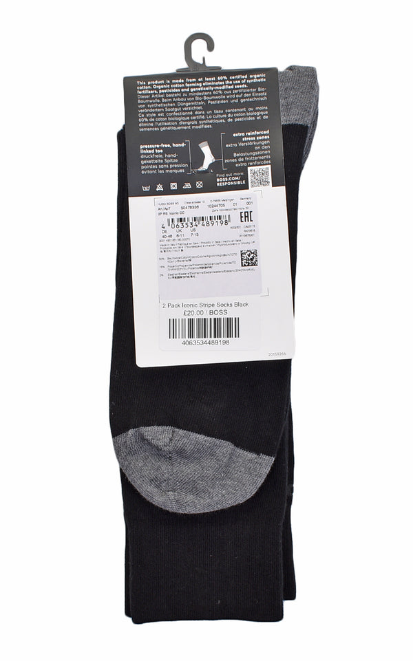 2 Pack Iconic Stripe Socks Black