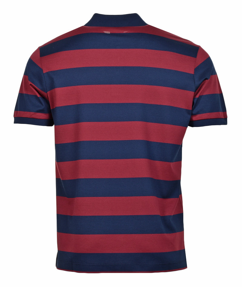 Short Sleeve Stripe Polo Shirt Navy Burgundy